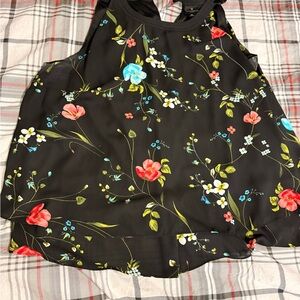 Worthington Black Floral Sleeveless Blouse